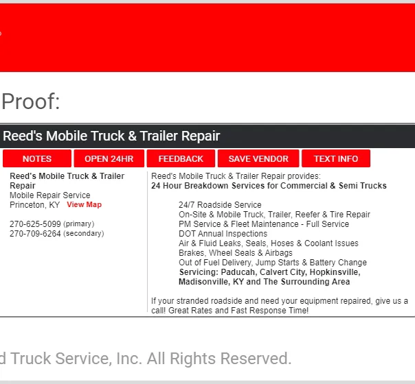 Reed's Mobile Truck Repair Picture 3