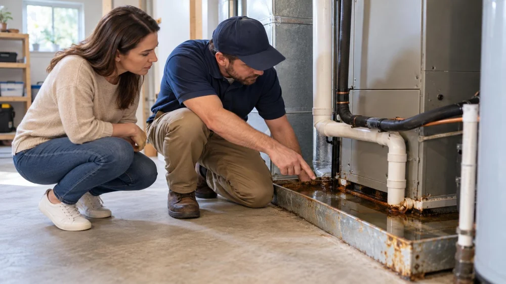 Air Conditioner Drain Pan: Rust, Water, and Service Call